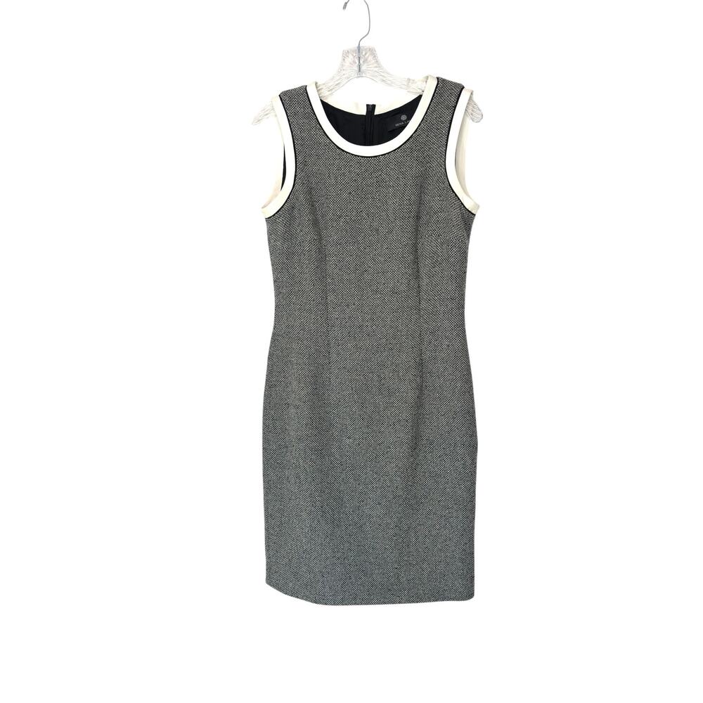 Rena Lange Sheath ‎ Dress Black White Sleeveless Tweed Twee Office Work Size 8
